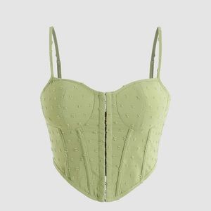 Green corset crop top